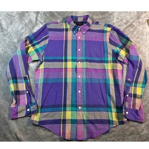 Abercrombie & Fitch Button Down‎ Shirt Mens XL Purple/Blue Plaid Long Sleeve